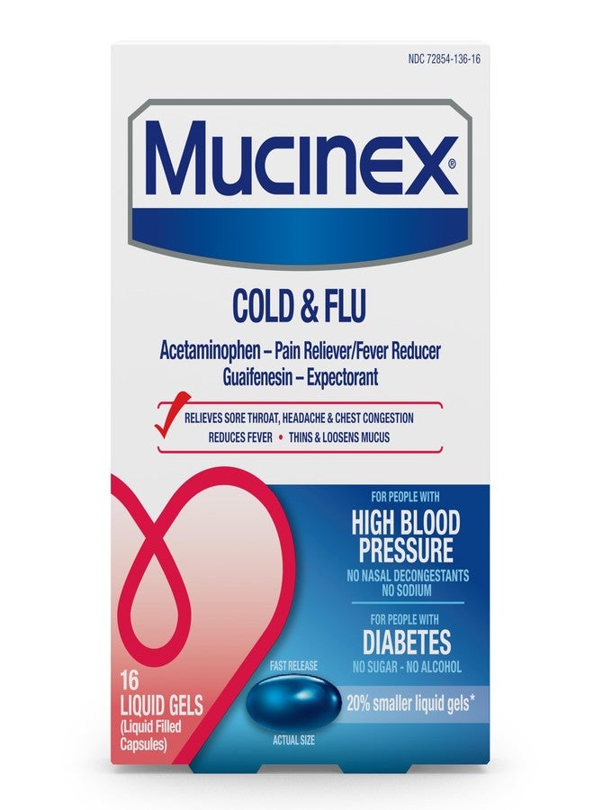 Mucinex Cold & Flu High Blood Pressure Liquid Gels, 16 ct. - Image 1